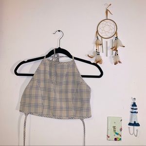 Forever21 plaid tie top and back halter top